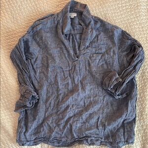 J. Jill Blue Linen Shirt Large womens